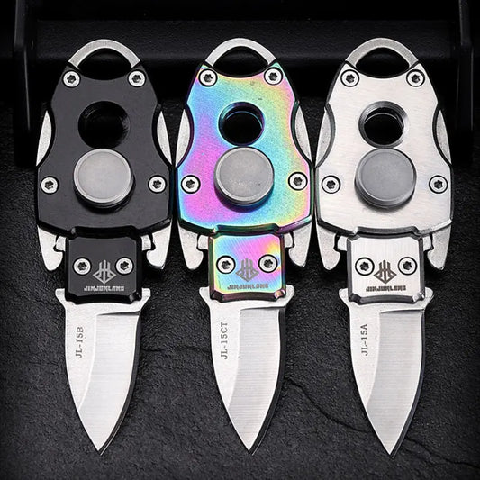 a group of multicolored knives sitting next to each other