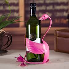 a bottle of wine with a pink flamingo on it