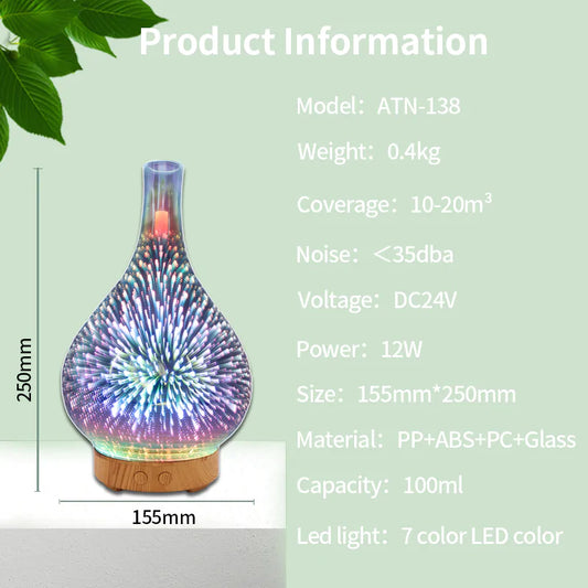 a vase with a colorful light inside of it