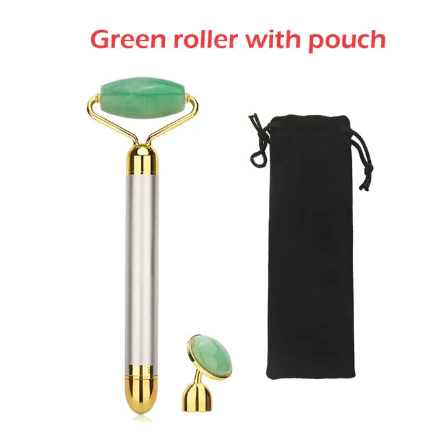 a green roller with a pouch next to it