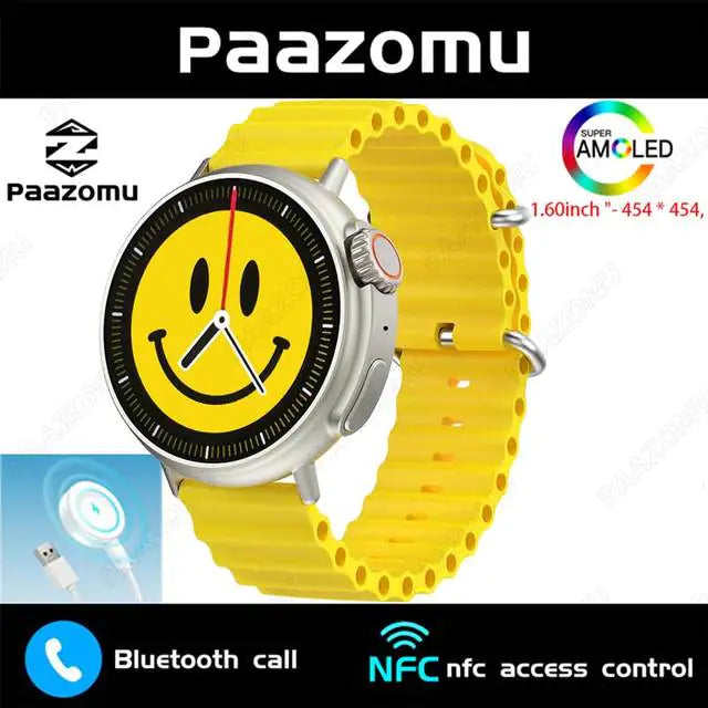 a yellow watch with a smiley face on it