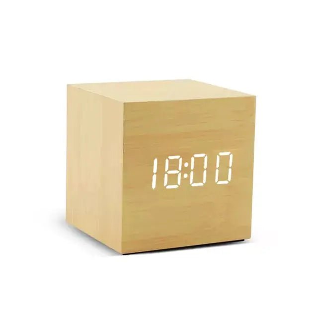 a wooden clock with the time on it