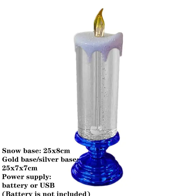 a blue glass candle holder with a gold top
