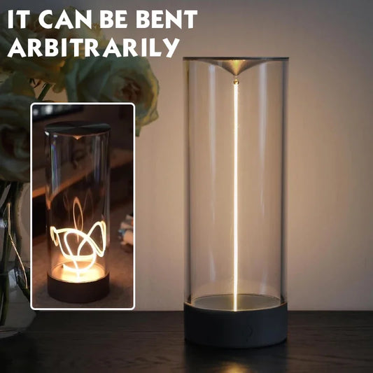 a light that is inside of a glass vase