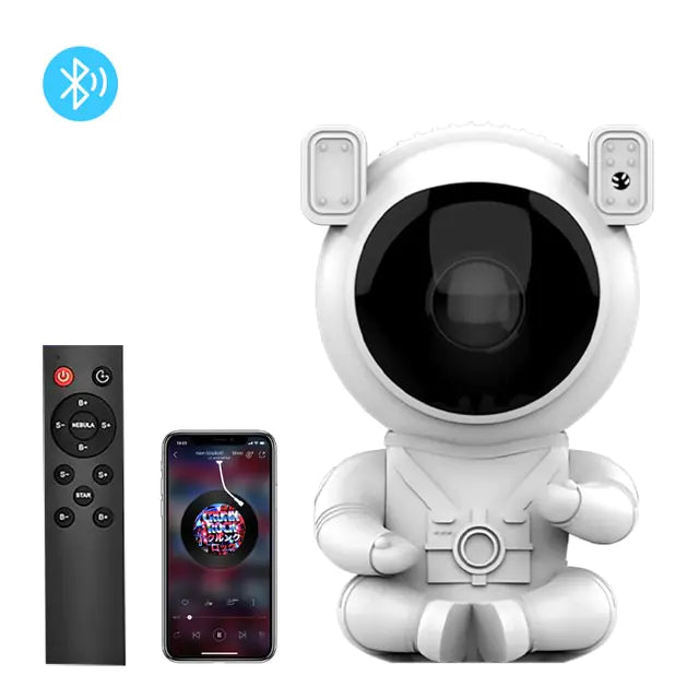 a white robot is next to a remote control