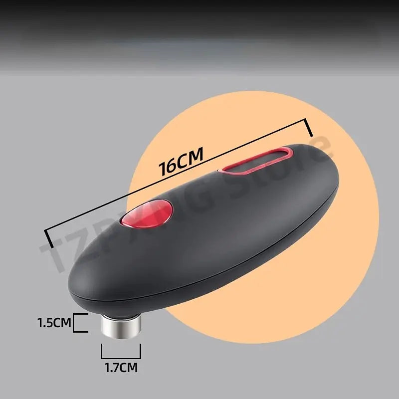 a close up of a black object with a red light