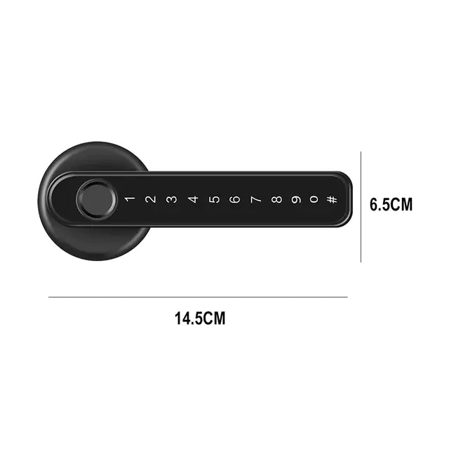a black door handle with a white background
