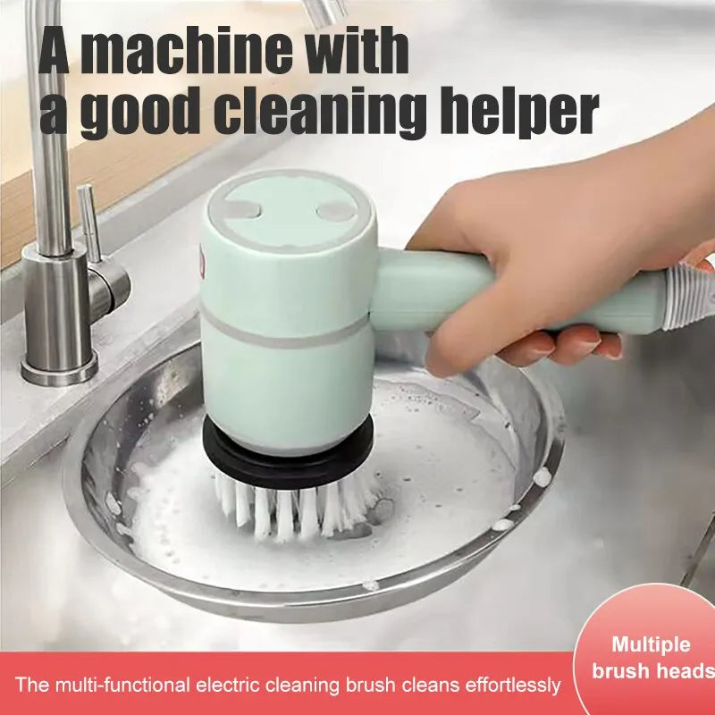 a person is cleaning a sink with a brush