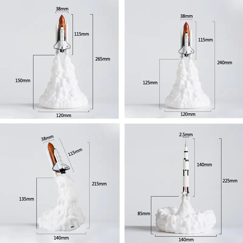 a model of a rocket on a white surface