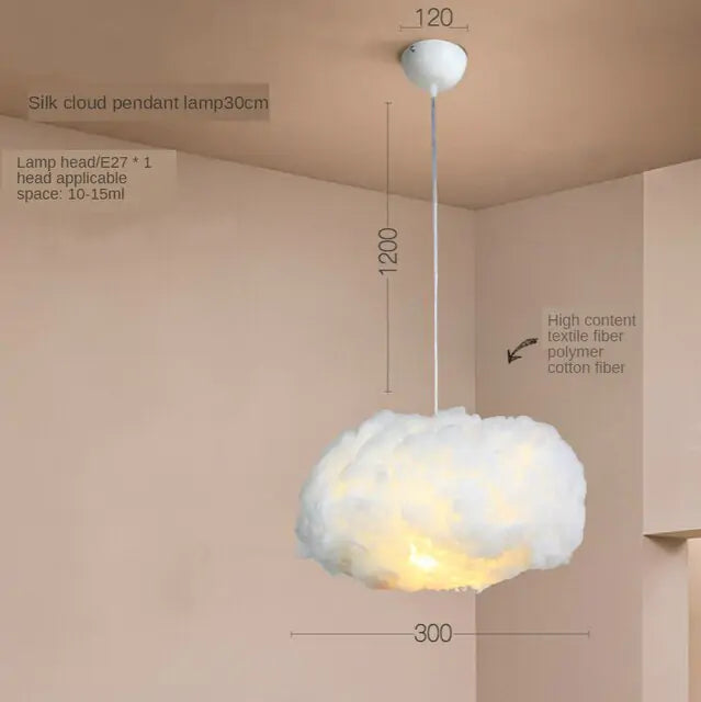 a white cloud lamp hanging from a ceiling