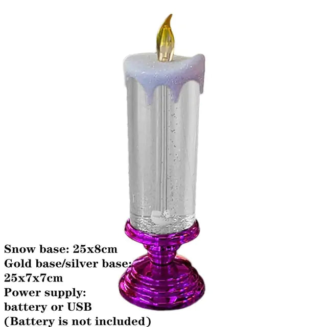 a purple glass candle holder with a gold base
