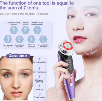 a woman holding a hair dryer in front of her face