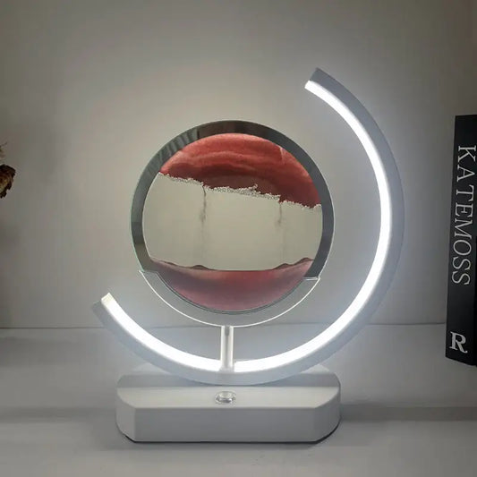 a round light with a picture of a person's face on it