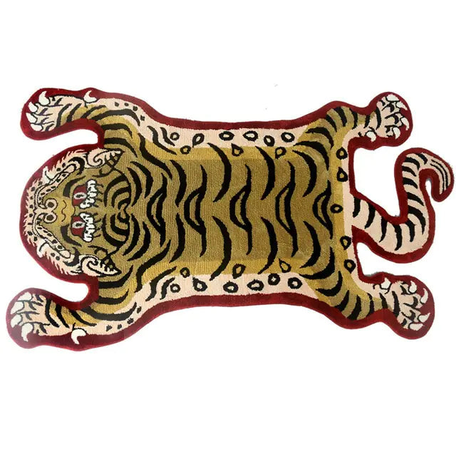 a picture of a tiger rug on a white background