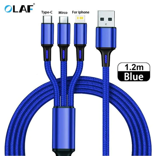 a close up of a blue charging cable