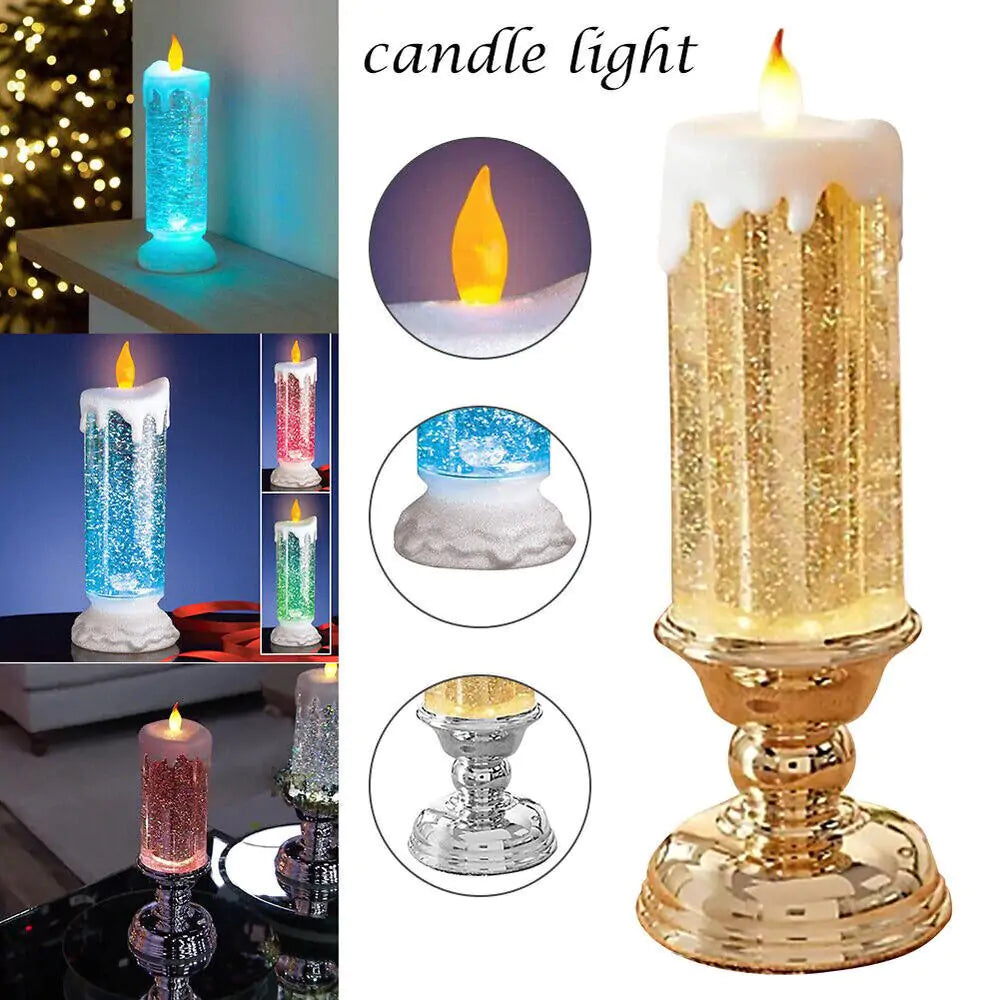 a lighted candle with a blue light inside of it