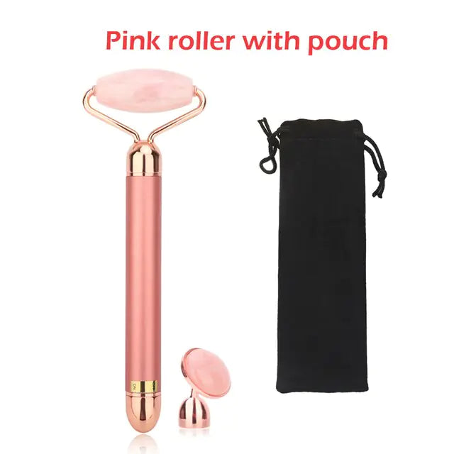 a pink roller with a pouch next to it