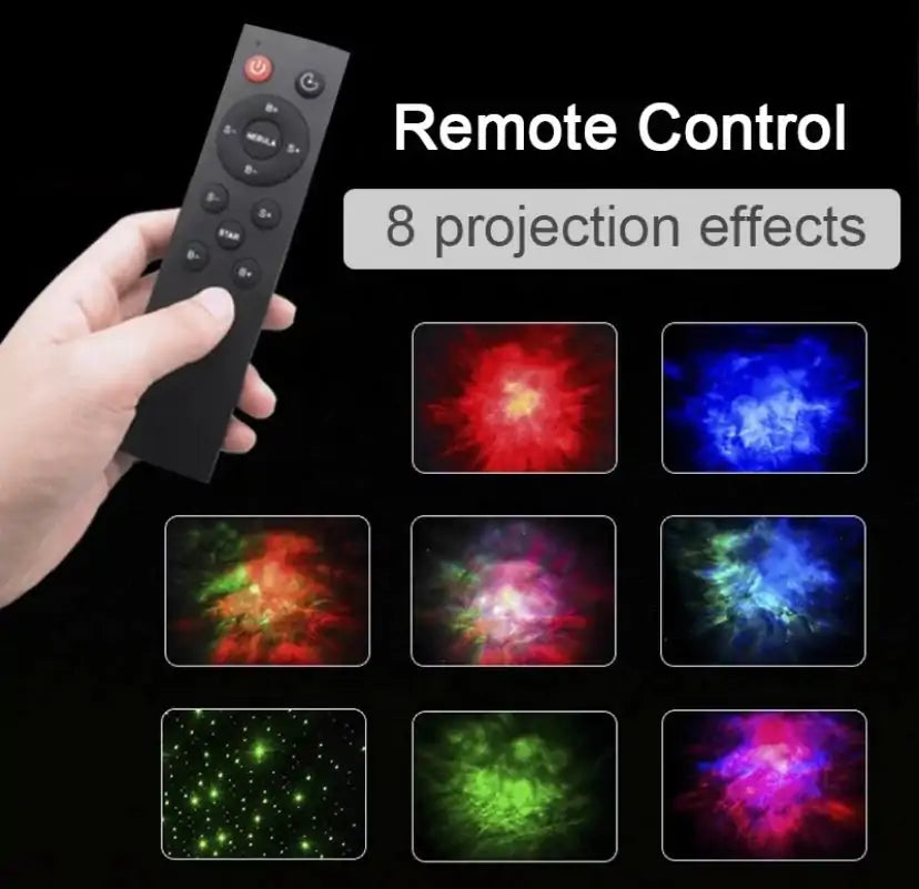a hand holding a remote control that is glowing